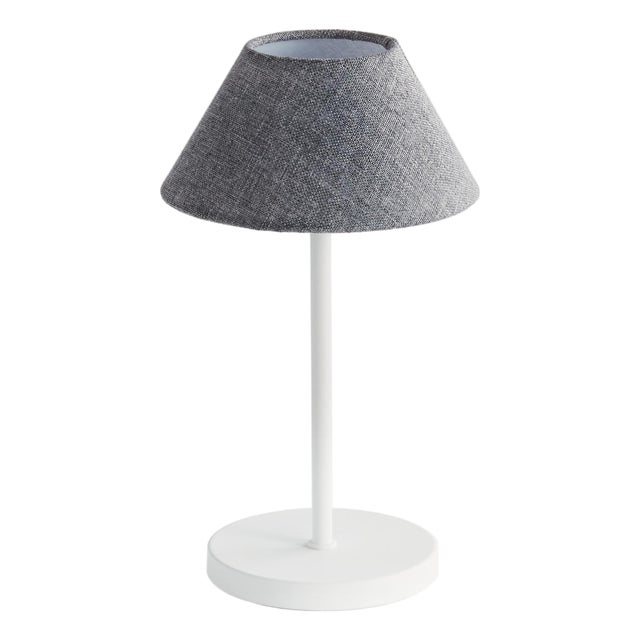Alluna Cordless Led Lamp 10" - Gray Linen Shade/White Base For Sale