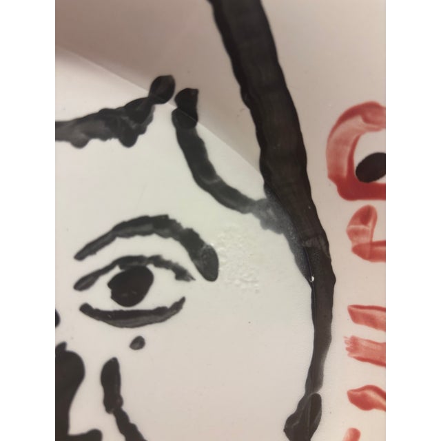 2000 - 2009 Early 2000s Donald Baechler Original Hand-Painted Ceramic Portrait Plate For Sale - Image 5 of 7