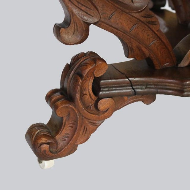 Late 19th Century Antique Berkey and Gay School Victorian Carved Mahogany & Rosewood Table C1880 For Sale - Image 5 of 13