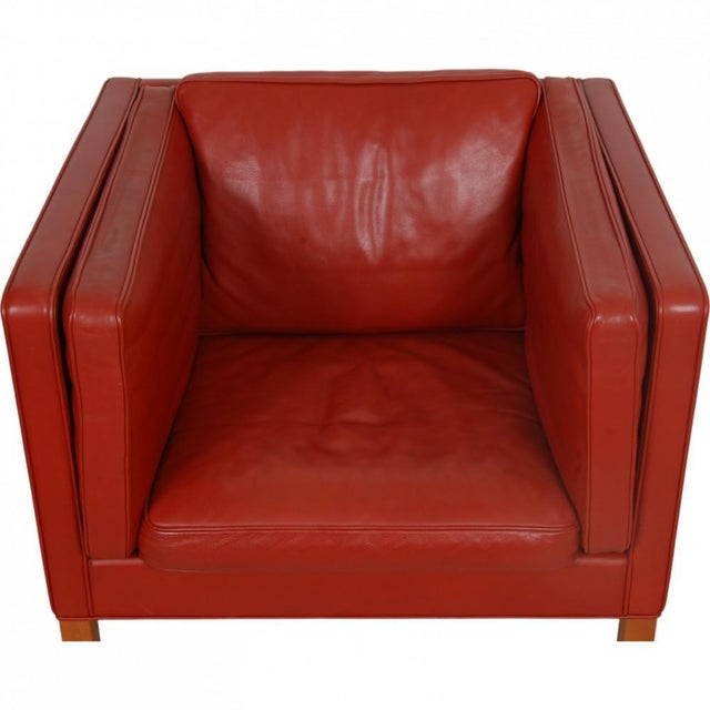 Animal Skin 2334 Lounge Chair in Red Leather by Børge Mogensen, 2000s For Sale - Image 7 of 18