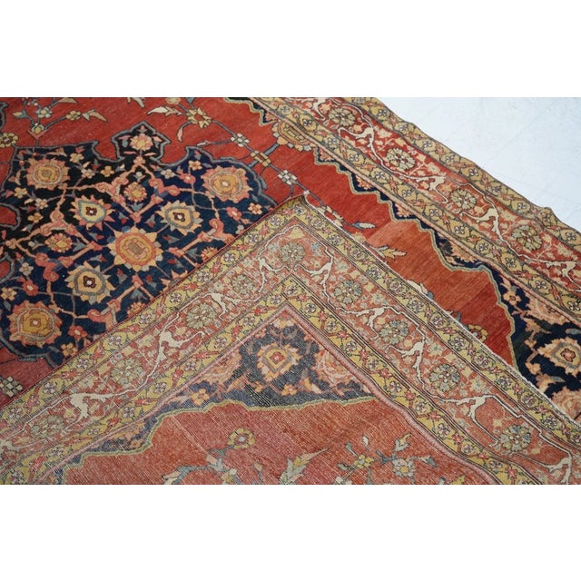 Red Antique Sarouk Rug 4'2'' x 6'6'' For Sale - Image 8 of 9