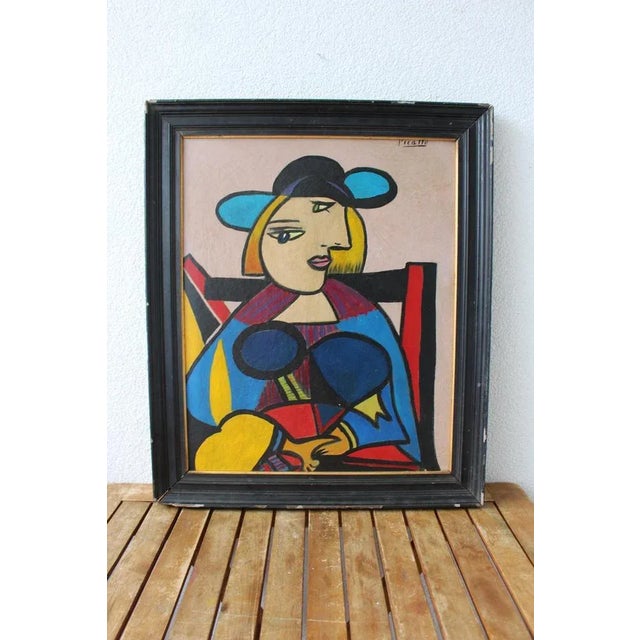 Mid-Century Modern Composition, Oil Painting, 1950s, Framed For Sale - Image 4 of 8