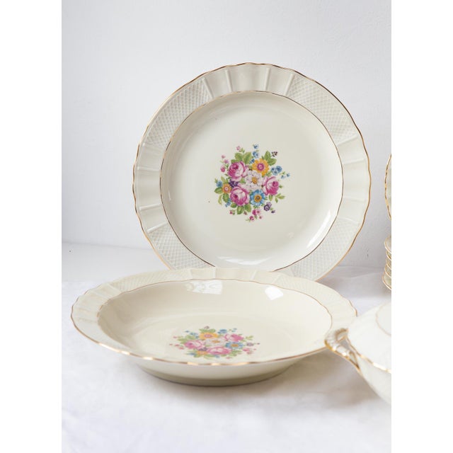 Bernardaud Limoges Porcelain Dinnerware Set with Flowers, 1950s, Set of 11 For Sale - Image 9 of 11