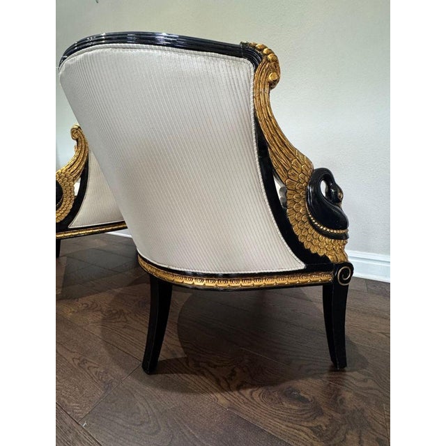 Vintage French Empire Style / Hollywood Regency Swan Tub Chairs - Set of 2 For Sale - Image 15 of 16