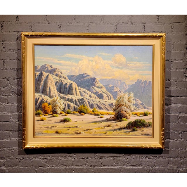 Paul Grimm -California Desert Scene at Box Canyon - Oil painting California Impressionist oil painting on canvas-Signed -...