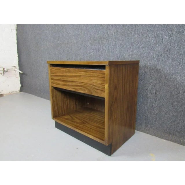 Mid-Century Modern Mid 20th Century Mid-Century Vintage Walnut Nightstand by Bassett For Sale - Image 3 of 10