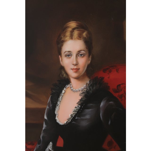 Oil on Canvas Painting Woman Sitting - Signed For Sale - Image 12 of 17