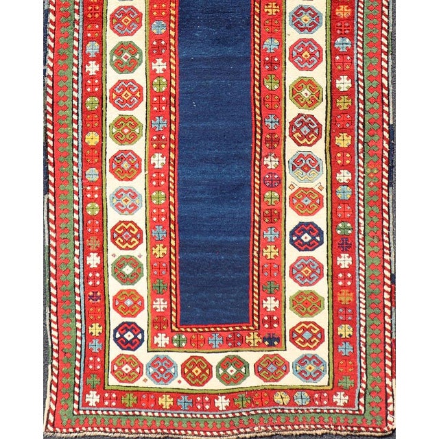 Antique Talish Caucasian Runner in Red, Cream and Blue 3'3 X 8'5 For Sale - Image 4 of 12