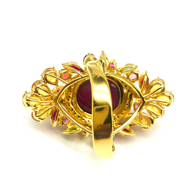 Bochic "Orient" Vintage Diamond, Emerald & Sapphire Ring Set In 18K & Silver For Sale - Image 10 of 18