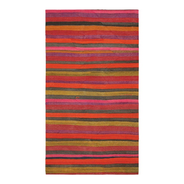 1950s Vintage Shahsavan Persian Kilim With Multicolor Stripes, From Rug & Kilim For Sale