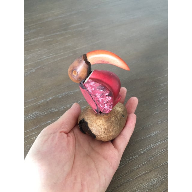 Mid Century Modern Tagua Nut Carving Toucan on Egg Sculpture For Sale - Image 10 of 10