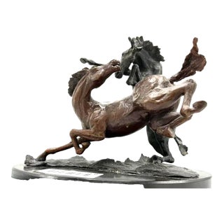 1980s Paul Fairlry Horses Bronze Sculpture Unique For Sale