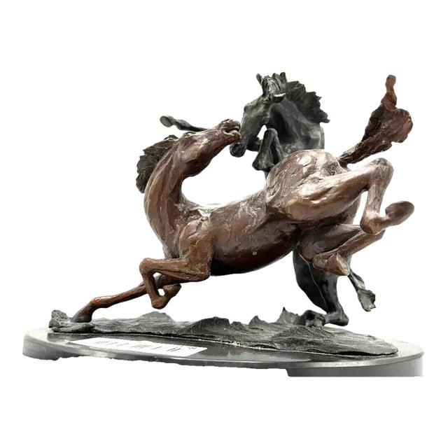 1980s Paul Fairlry Horses Bronze Sculpture Unique For Sale