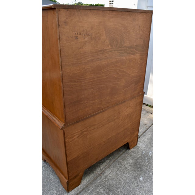 Vintage (1950's) Tall Chest on Chest has a Traditional Style. Made by Ethan Allen. The Wood is Maple. Nutmeg Color. The...