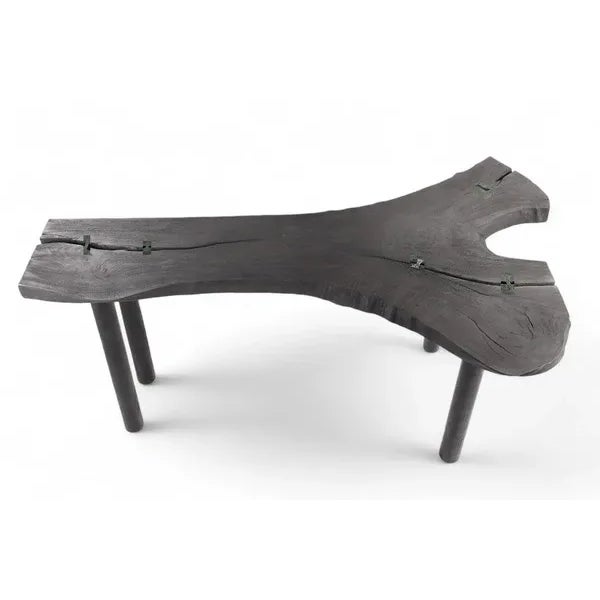 Contemporary Black One Slab Free Form Living Edge Bar or Console Table For Sale - Image 3 of 11