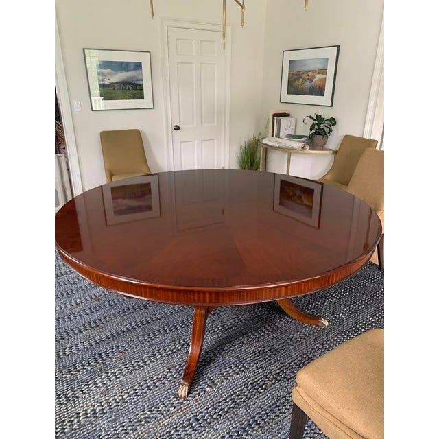 Contemporary Round Mahogany Dining Table For Sale - Image 4 of 6