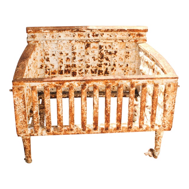 19th Century European Cast Iron Fire Place Basket For Sale