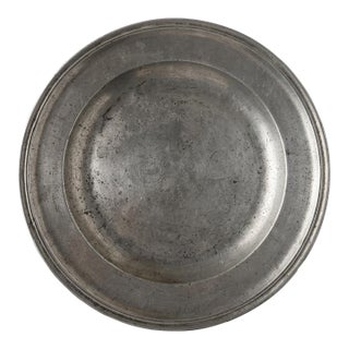 Antique Pewter Charger, 16.865" D’Angleterre Marked European Platter For Sale