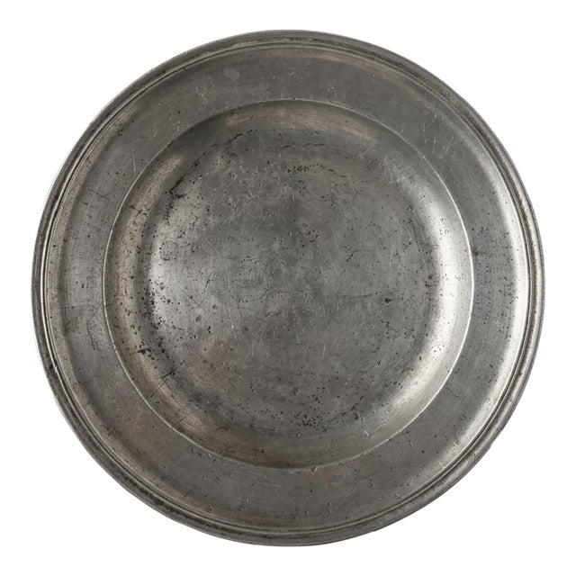 Antique Pewter Charger, 16.865" D’Angleterre Marked European Platter For Sale