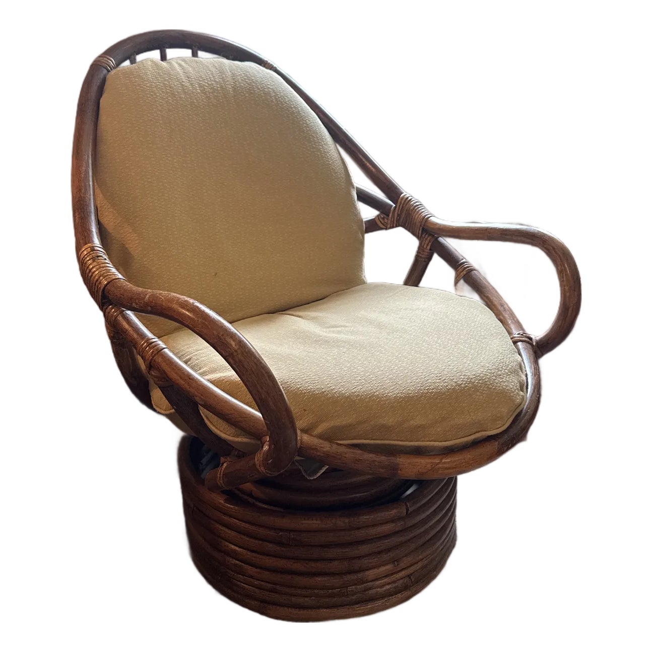 Vintage Rattan Swivel Rocker | Chairish
