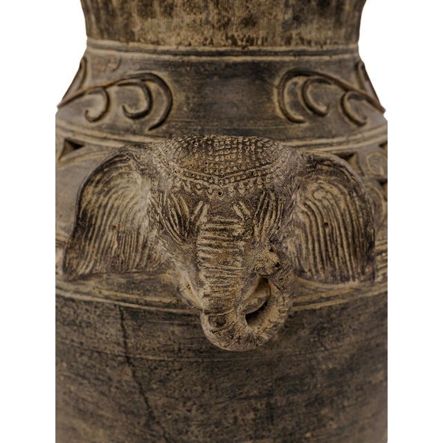 Stone Gray Late 20th Century Vintage Thailand Ban Chiang Style Earthenware Vessel For Sale - Image 8 of 9