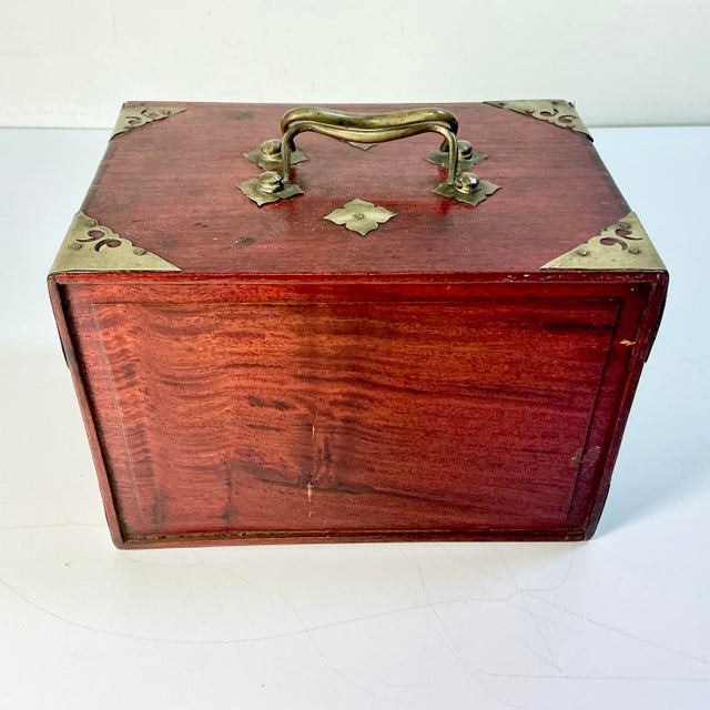 Antique Chinese Boho Chic Chinoiserie Mahjong Game Set, Rosewood & Brass Box. For Sale - Image 12 of 15