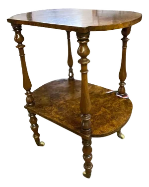 19th Century English Two Tiered Burlwood Table