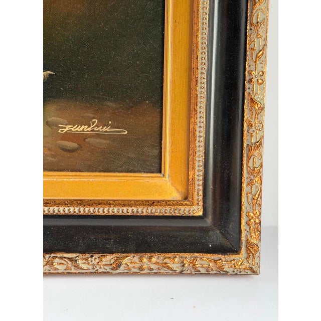 A dramatic focal point for any curated interior, this decorative rooster oil transfer on canvas portrait delivers the...