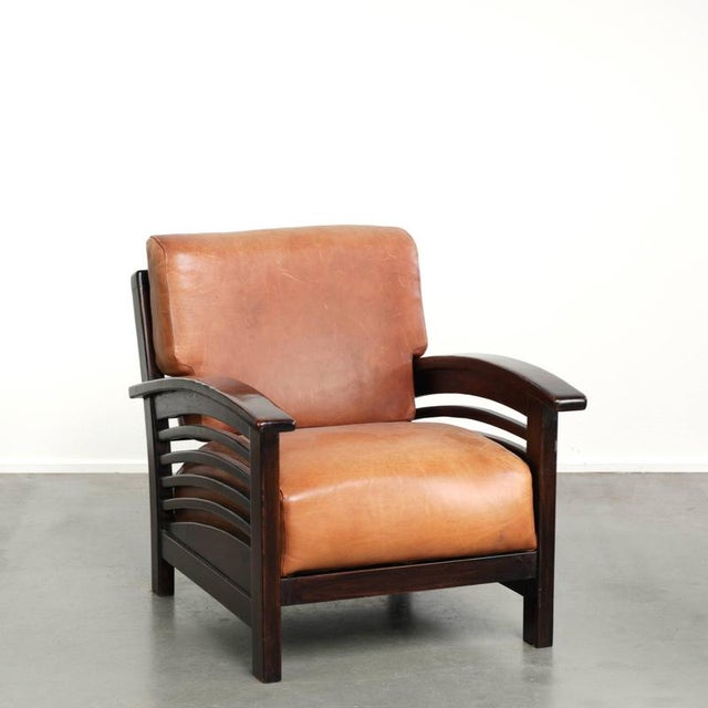 Art Deco Cowhide Leather Lounge Chair For Sale - Image 13 of 13