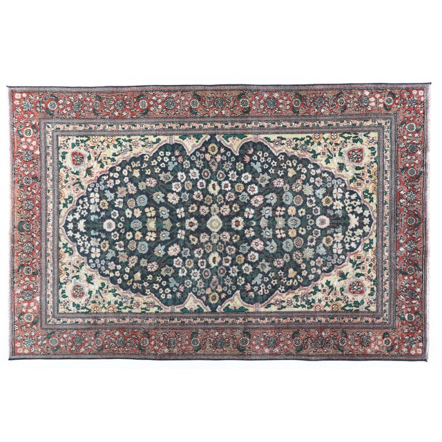 This exquisite Hereke hand-knotted rug showcases the exceptional craftsmanship for which Hereke rugs are world-renowned....