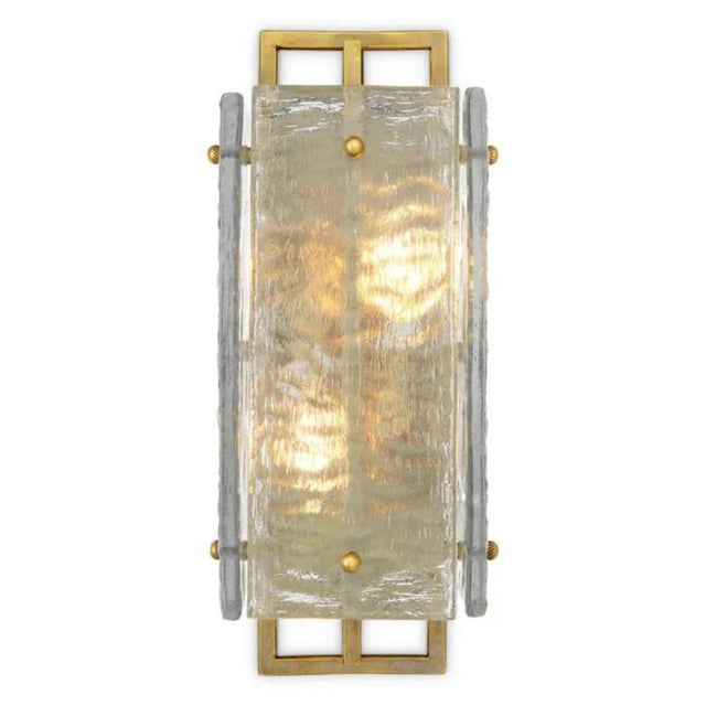 Vintage Brass and Handmade Glass Wall Lamps, Set of 2 For Sale - Image 3 of 8