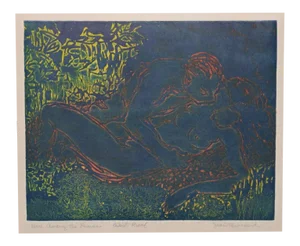 Jean Townsend (Canadian, 20th C.) "Here, Among the Leaves" Etching W/ Aquatint A/P C.1950