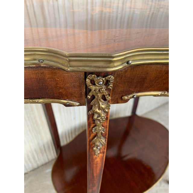 French 19th Century Table Louis XV Style with Floral Marquetry and Gilt Bronze For Sale - Image 12 of 18