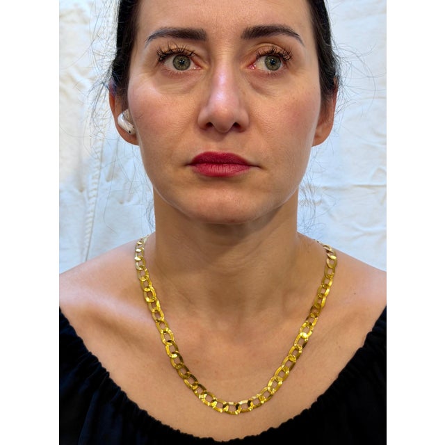 Vintage 18 Karat Yellow Gold 19.7 Gm Miami Cuban Link Like Chain Unisex, 22" For Sale - Image 14 of 18