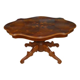 Oval Coffee Table with Inlays in the style of Chippendale, 1960s For Sale