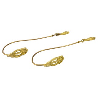 French Bronze and Brass Curtain Tiebacks or Curtain Holders, 1920, Set of 2 For Sale