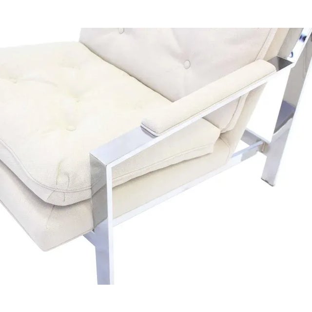 Mid-Century Modern Chrome Lounge Chairs With New Upholstery - A Pair For Sale - Image 3 of 9