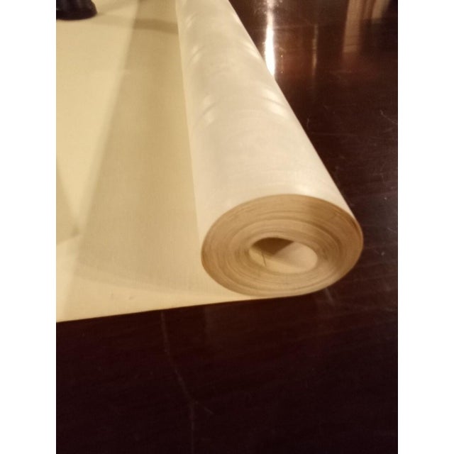White Satinesque 1970s White Moiré Satin Striped Fabric Backed Wallcovering For Sale - Image 8 of 9