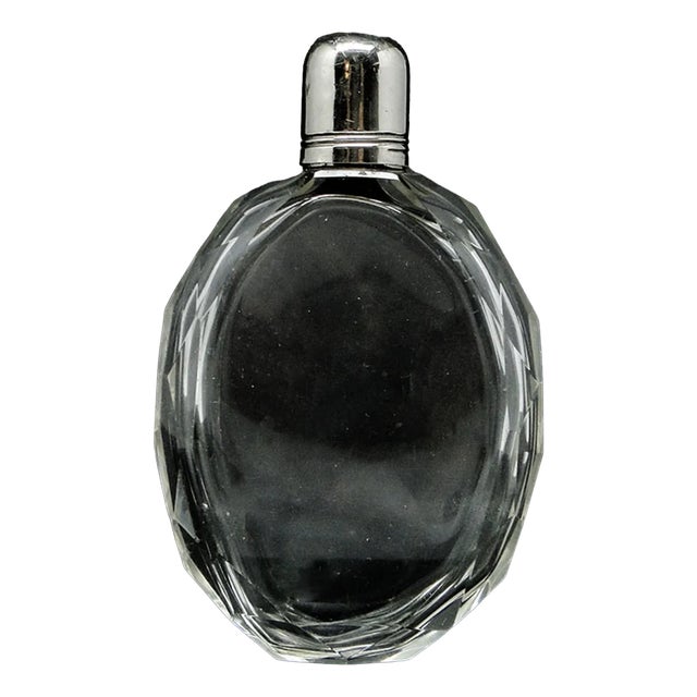 Art Deco Crystal Flask, France, 1930s For Sale