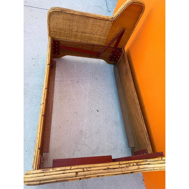 Vintage Coastal Rattan Loveseat For Sale - Image 4 of 13
