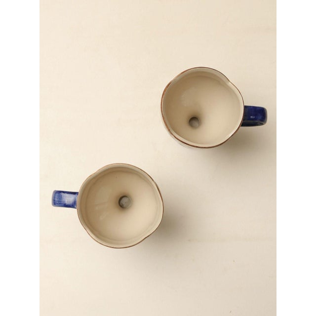 Ceramic Art Deco Hand-Painted Vintage-Style Uniquely Shaped Coffee Cup - Set of 2 For Sale - Image 7 of 7
