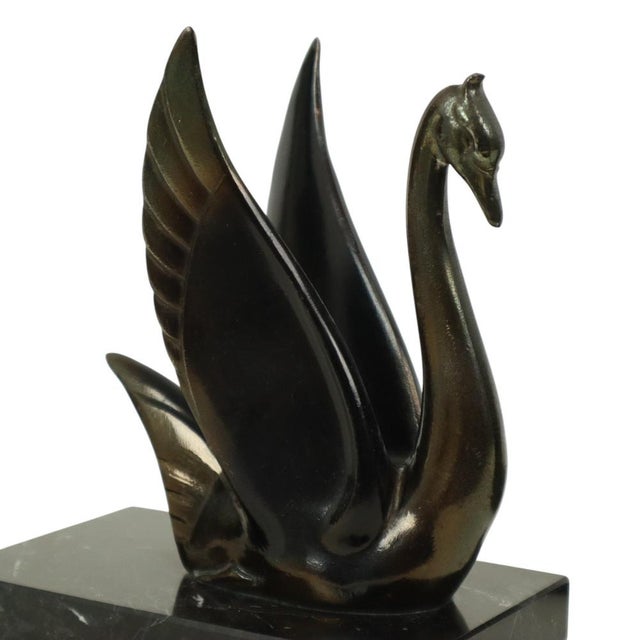 Black French Art Deco Swan Bookends, 1930s, Set of 2 For Sale - Image 8 of 18
