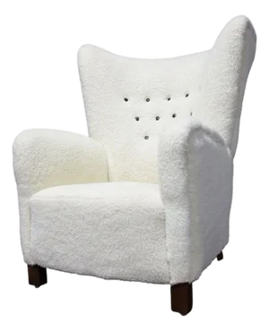 Mid 20th Century Fritz Hansen Attributed Lounge Chair in Sheepskin Upholstery, Model 1672