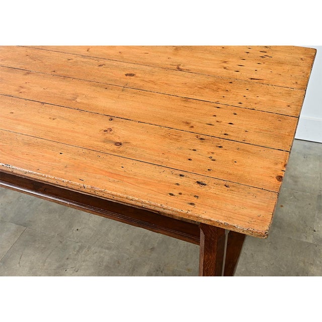 French 19th Century Pine and Oak Farm Table For Sale - Image 9 of 14