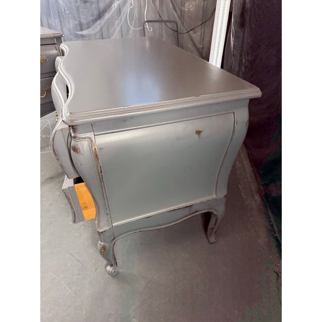 Shabby Chic Vintage Pair Bombay Chests Gray Distressed For Sale - Image 3 of 11