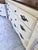 French Country Ornate French Country Linen Bisque Dresser, Trifold Mirror & Nightstands For Sale - Image 3 of 9