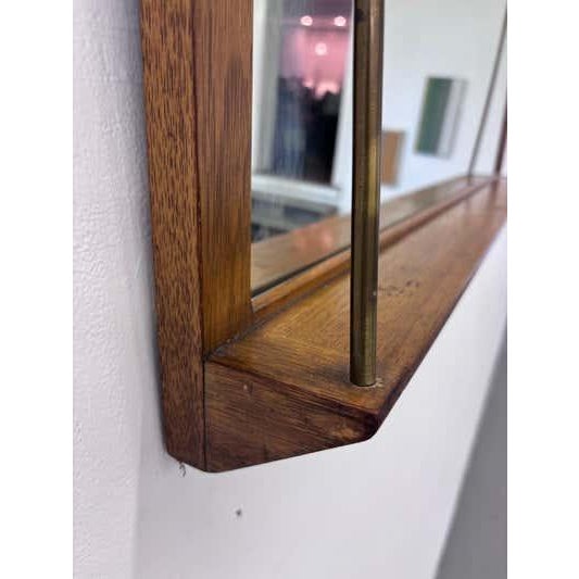 Wood Drexel Wall Mirror with Brass Trim and Walnut, Mid-Century 1955 For Sale - Image 7 of 9