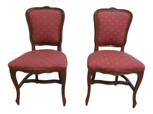 Vintage French Regency Carved Dining Chairs - a Pair