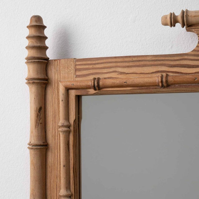 1900 - 1909 Circa 1900 French Faux Bamboo Carved Wood Wall Mirror For Sale - Image 5 of 8