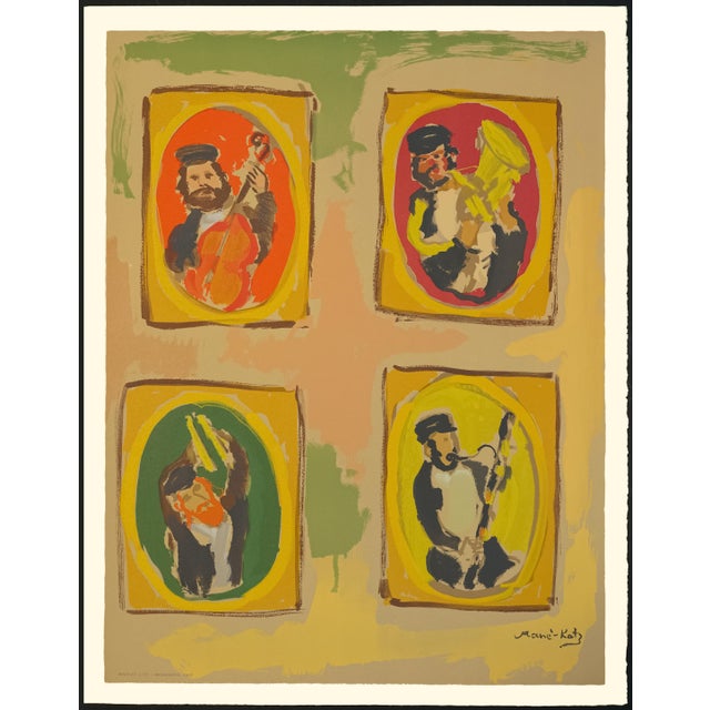 Original lithograph from the limited edition portfolio "Stempeniou de Cholem Aleikhem" by Emmanuel Mané-Katz, published in...